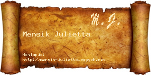 Mensik Julietta névjegykártya